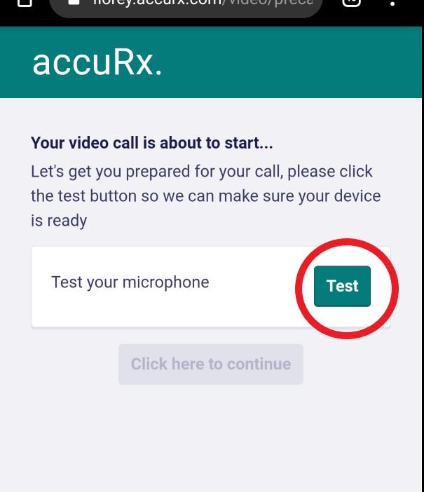Screen shot of video consultation test microphone 