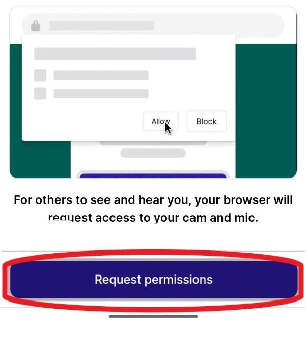 screen shot of video consultation request permissions